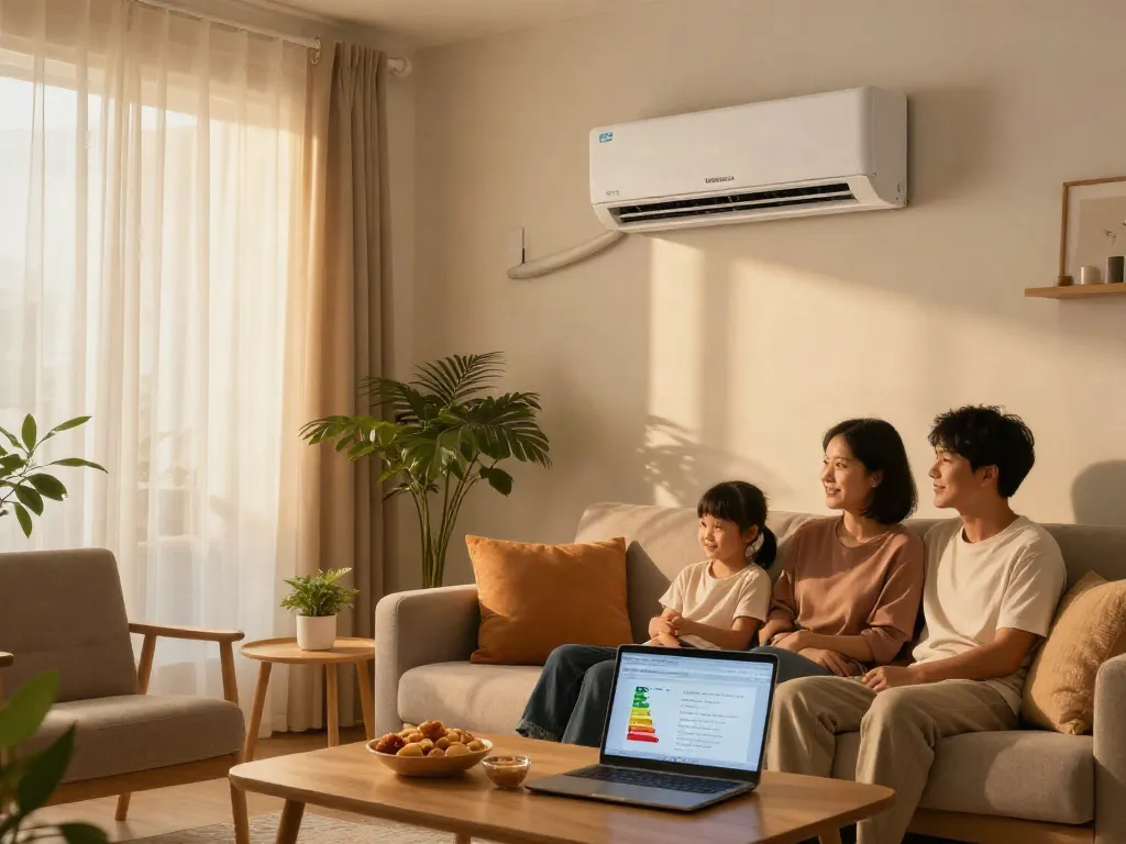 Family enjoying comfort from a 18000 btu mini split air conditioner in a cozy living room.